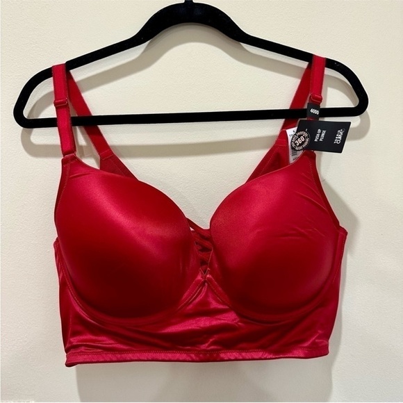 NWT Torrid Push Up Plunge Longline Bra Red Shine 40DD - Picture 3 of 5